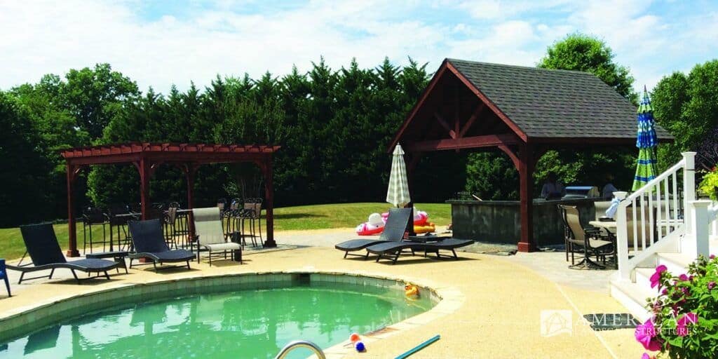 Cedar pavilion poolside