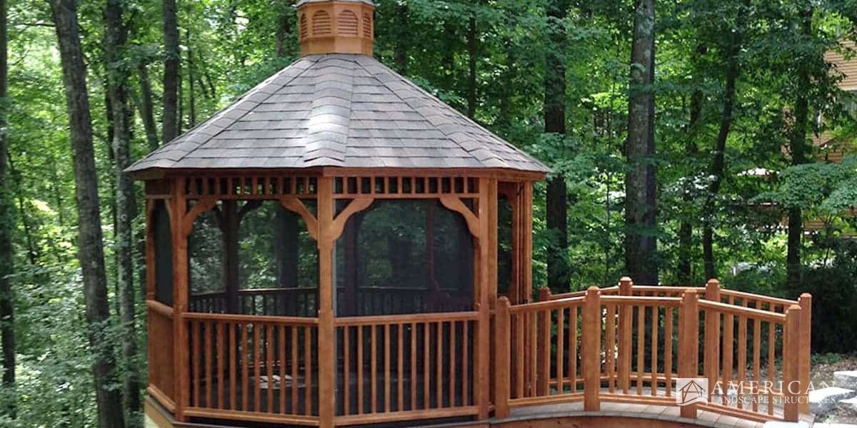 Octagon Wooden Gazebo with screen