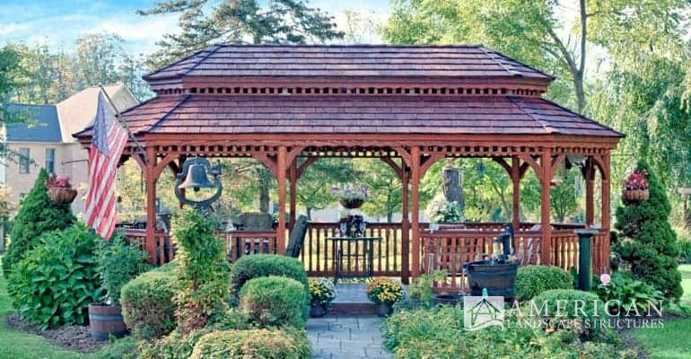 stained Oval Wooden patio Gazebo