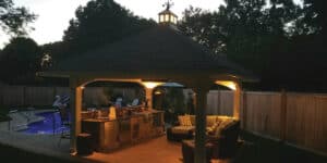 A view in the evening - Backyard Pavilion ideas thumbnail